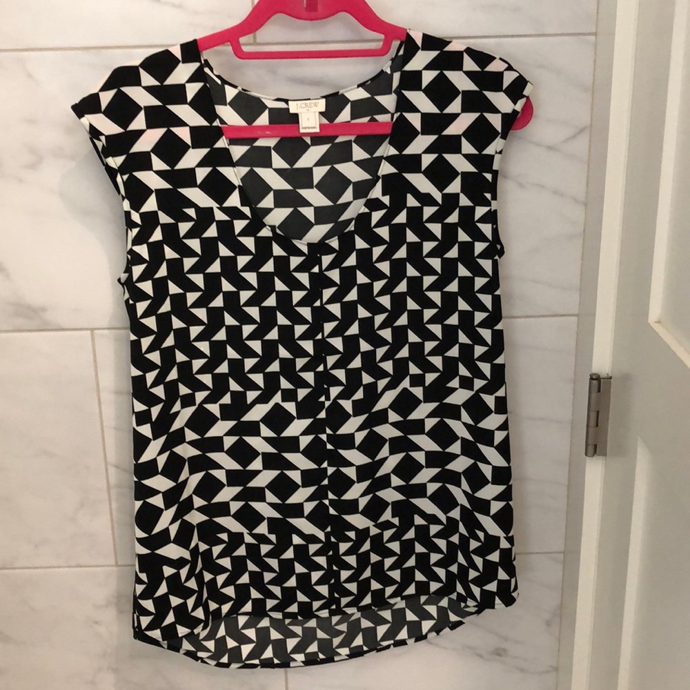 J Crew black and white top size 2